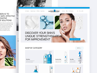 Concept for La Roche Posay Cosmetics beauty beautytreatments branding cosmetics design graphic design larocheposay ui uiux