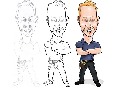 Electrician business card caricature caricature electrician illustration