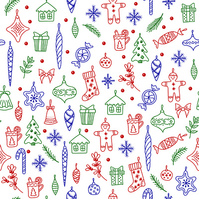 Merry Christmas and Happy New Year seamless pattern sock