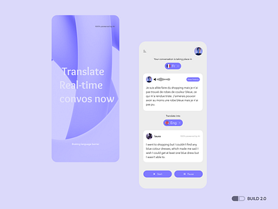 AI-powered translation app app design build 2.0 ui