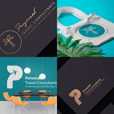 Personal Travel Consultants Branding graphic design logo plane ui