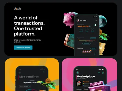 Landing Page 3d blender dark mode finance illustration landing page personal finance sleek ui