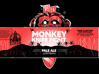 Monkey Knife fight alcohol beer design graphic design illustration monkey monkies product design