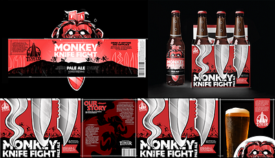 Monkey Knife fight alcohol beer design graphic design illustration monkey monkies product design