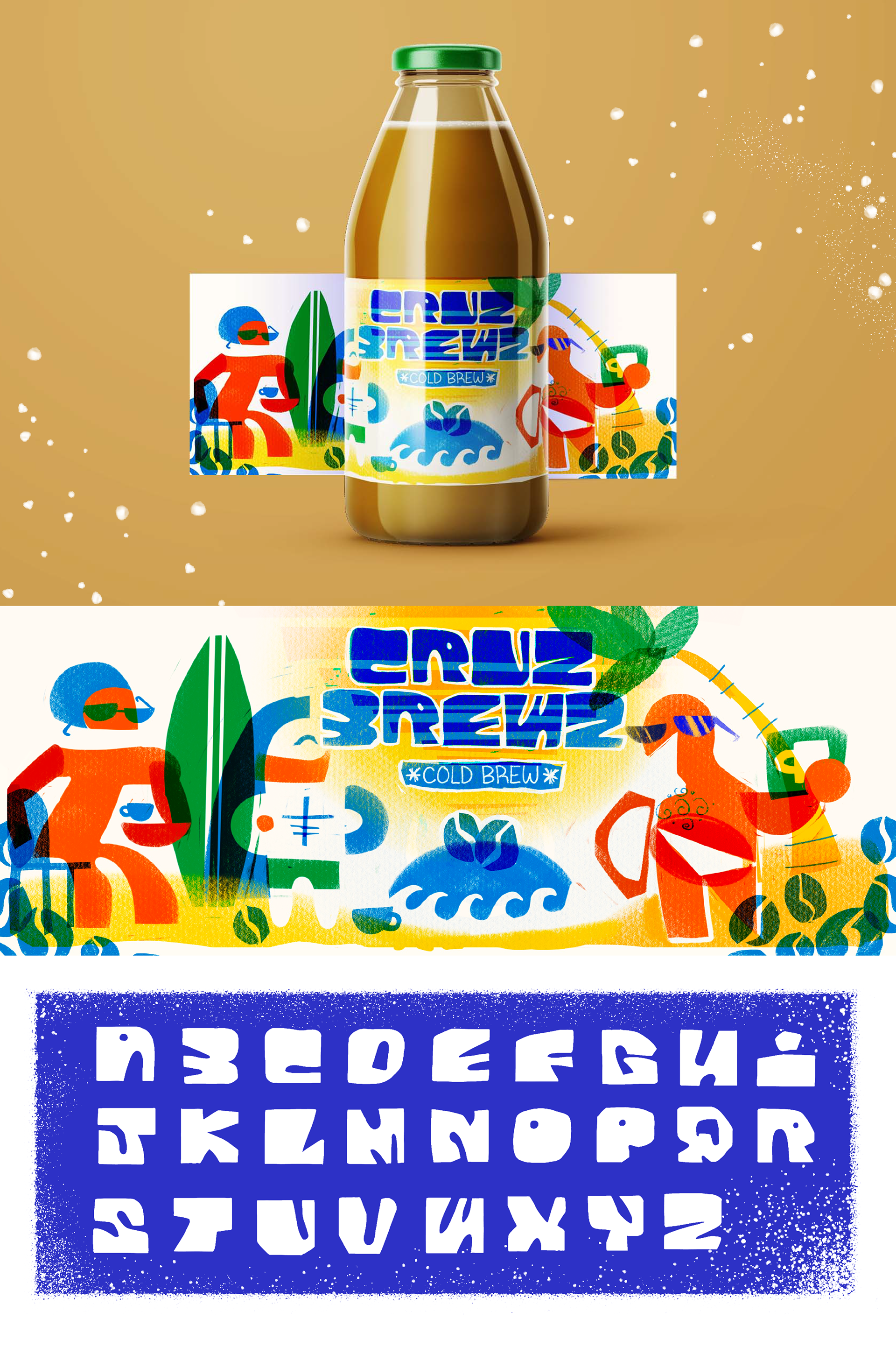 Cruz Brewz branding coffee font illustration label lettering product design