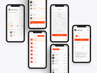 MyRestaurant - Management Mobile App app branding cashier cool dashboard mobile design elegant kitchen management menu minimalist mobile app modern orange order restaurant sales ui ux