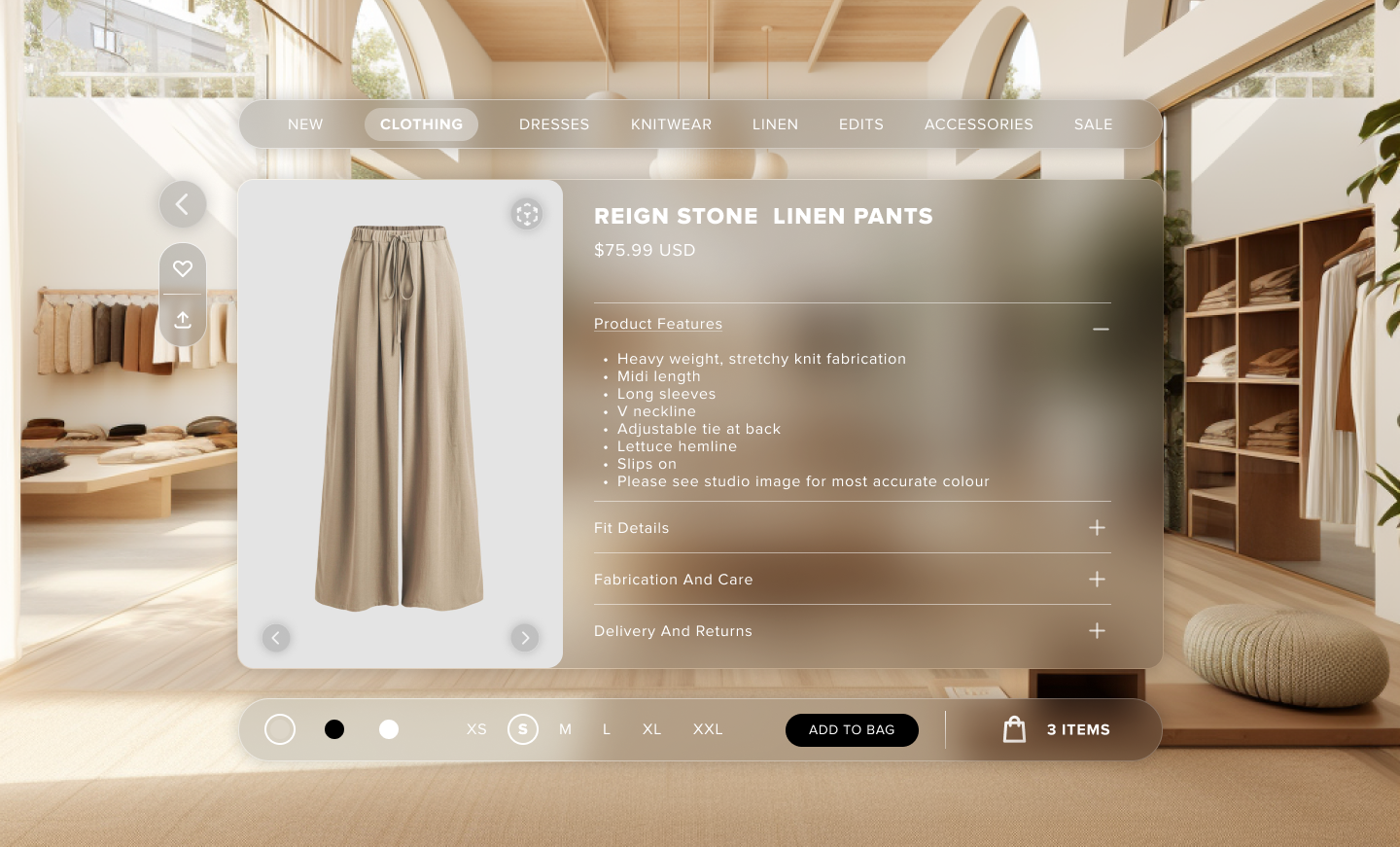VR Shopping Concept - Spatial UI spatial design ui vr vr design