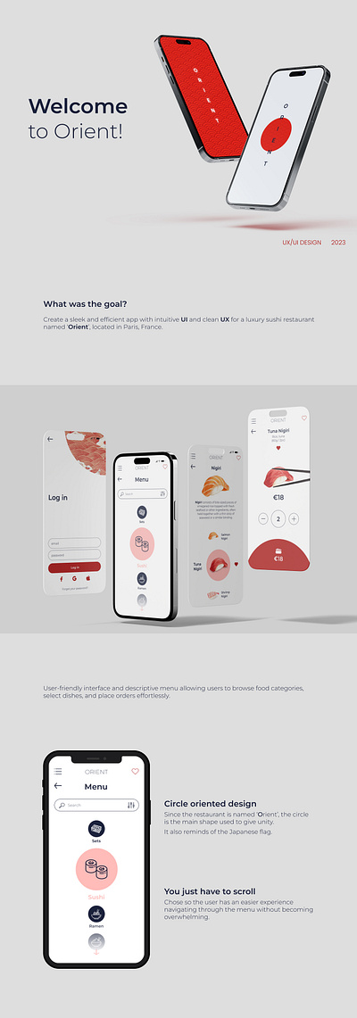 Sushi app app design case study clean figma graphic design japanese menu minimalist mobile app practice red restaurant restaurant app sushi sushi app ui user experience user interface ux uxui