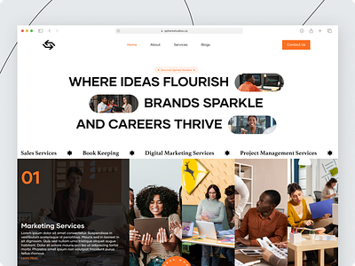 Sphere Studios - Landing Page agency agency website brand agency branding design find graphic design illustration job job finder jobs sphere sphere studios studio ui ux website