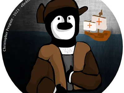 Christopher C. Peng bluegirlgraphics columbus digitalart elledeegee historical holidays illustration parody penguin people