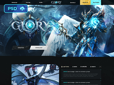 Gaming Website Template, Free PSD Template