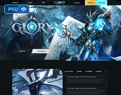 [PSD TEMPLATE] Mu Glory - Mmorpg Animated Game Website Template. animated header design fantasy fantasy website game psd website game website template homepage psd l2 lineage2 metin psd web metin2 mmorpg mu online psd web webdesign psd website mu online template