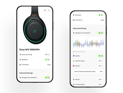 Noise-canceling app concept app audio audiowave cancelling design interface noise on and off product ux