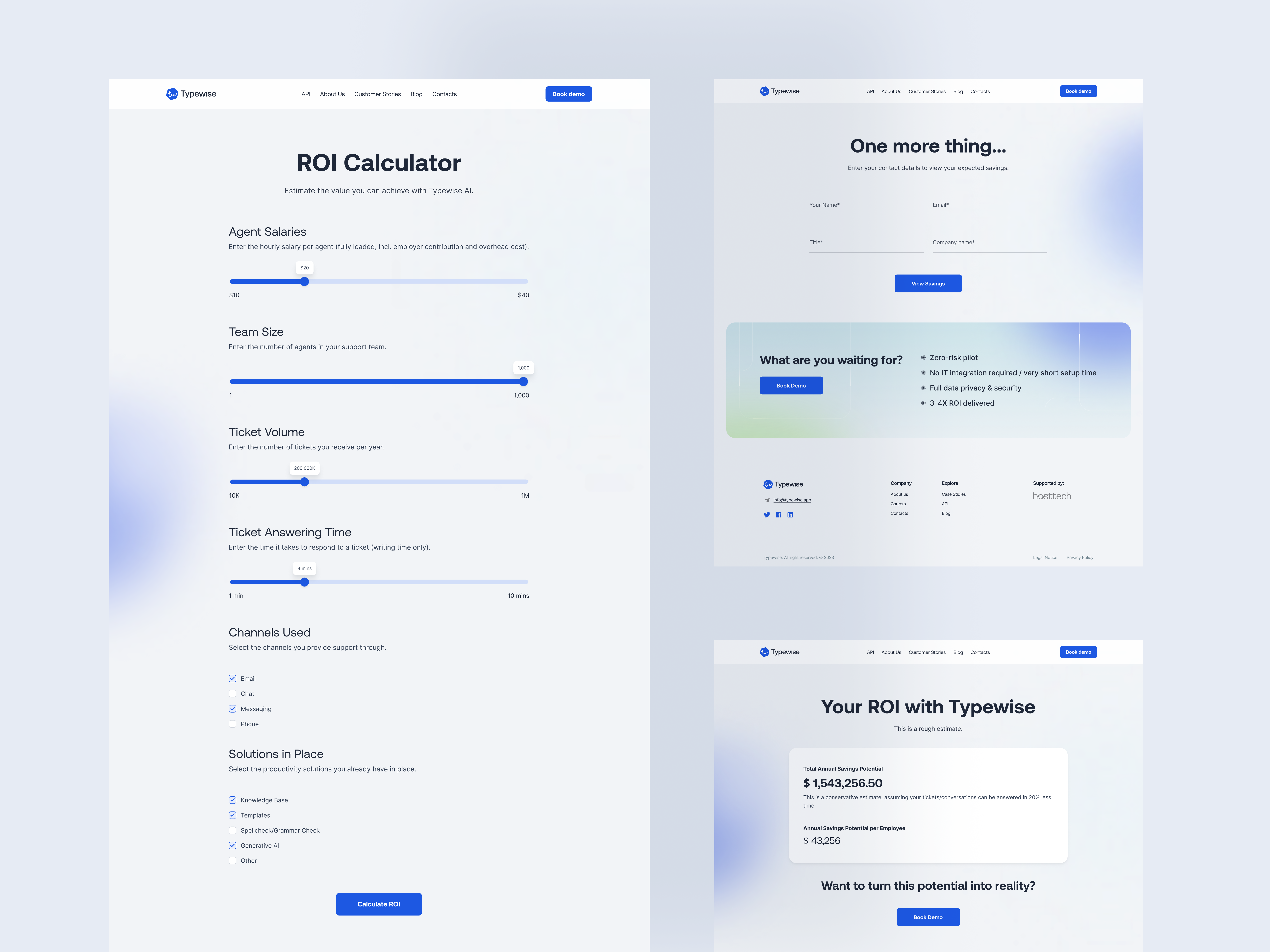 Typewise ROI Calculator ai technology. calculator roi calculator ui ui design ux design