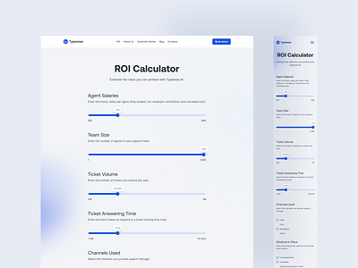 Typewise ROI Calculator ai technology. calculator roi calculator ui ui design ux design