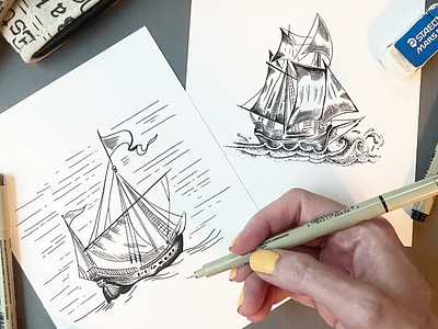 Pen and ink illustrations of ships black ink boats draw drawing hand drawn illustration illustration art ink line art nautical pen pen and ink pioneer pirate sailing sea ship ships traditional vessel