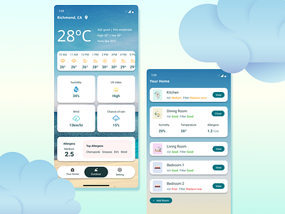 Weather and Air Mobile App mobile app product design ui daily ux ui design