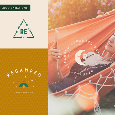 Branding & Products for "reCAMPed" - A Glamping Service Company brand design branding design glamping illustration logo design typography vector