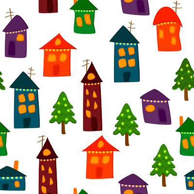 Cute houses pattern background cute houses pattern fabric home house houses pattern lights ornament pattern textile