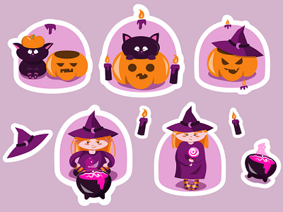 Halloween sticker pack design halloween pumpkin sticker witch