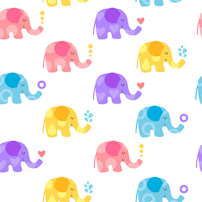 Elephants pattern animal baby background child cute elephant fabric ornament pattern textile