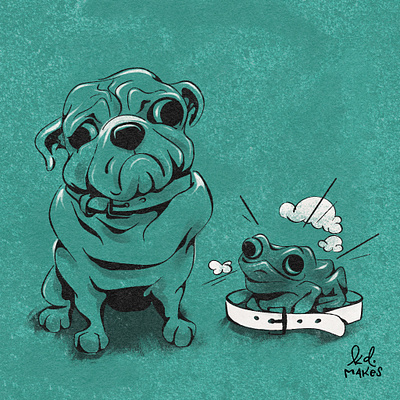 Day 8 - Toad | Inktober 2023 book challenge children cute dog fall illustration ink inktober kid lit october poof pug texture toad