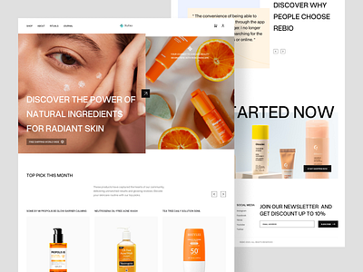 Rebio - Skincare Landing Page 👱🏻‍♀️ beauty beauty prouducts comestics cosmetology creme ecommerce exploration fresh landing page makeup mask organic skincare serum skin skincare treatment ui design web web design website