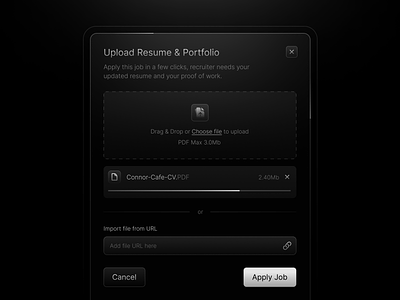 Upload Modal 📂 clean component dark design element file folder icon interface minimal modal mode portfolio resume simple snipet style ui upload web