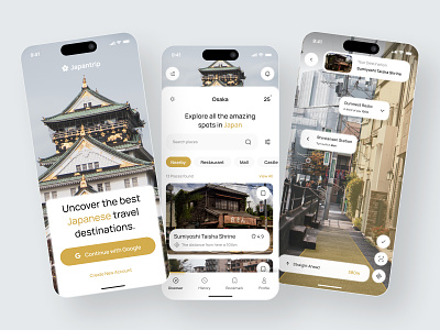 Japantrip - Travel Guide Mobile App app design clean destination guide mobile places tour guide tourism travel travel agency travel app travel mobile travel servce traveler traveling trip ui uiux
