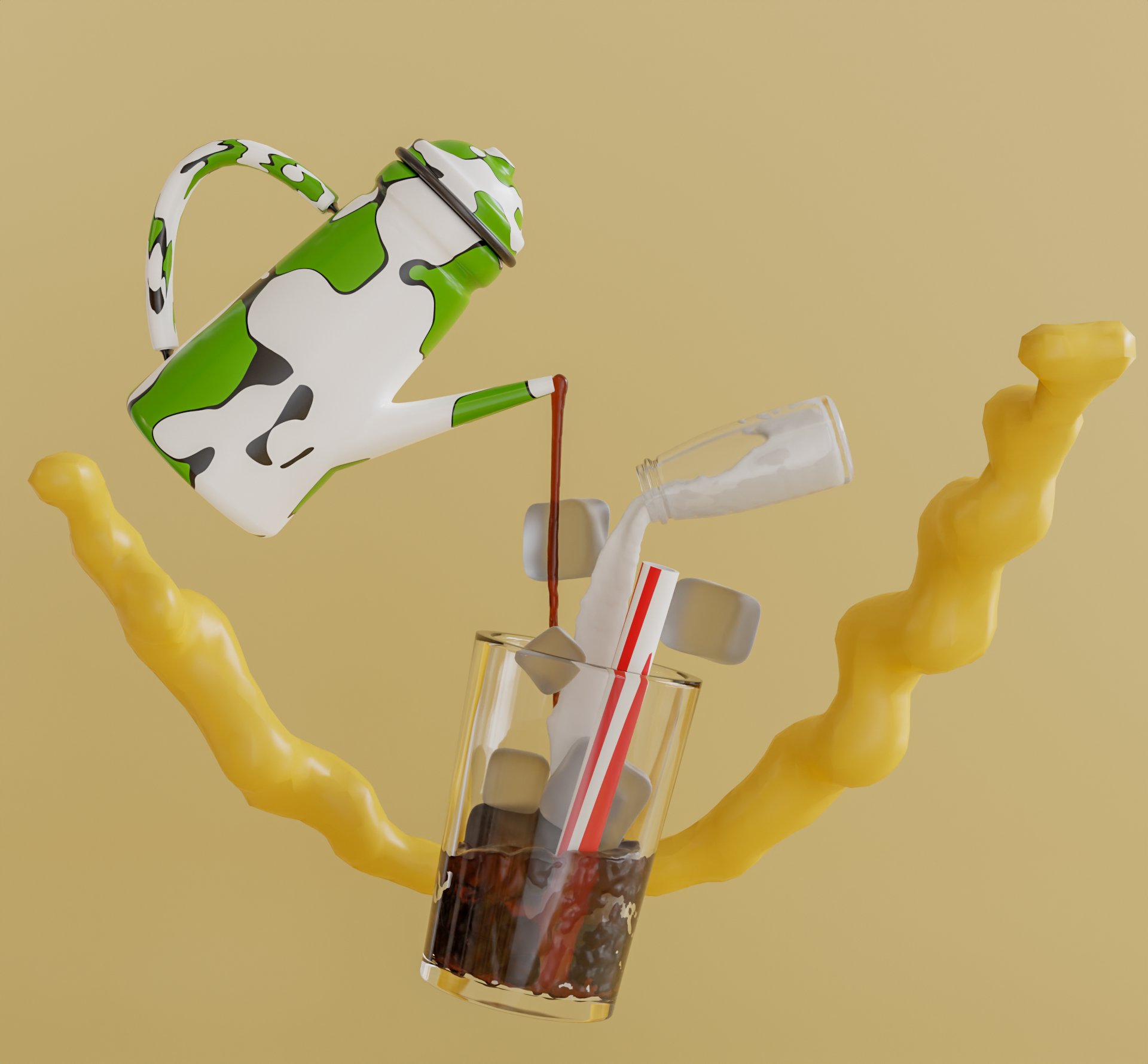 Milktea - 3D render advertising 3d 3d blender 3d design 3d model 3d render advertising branding design drinks graphic design illustration milk tea