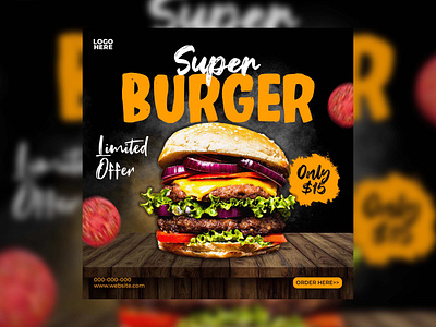 Burger Flyer for advertising branding design flayer graphic design illustration logo motion graphics poster ui