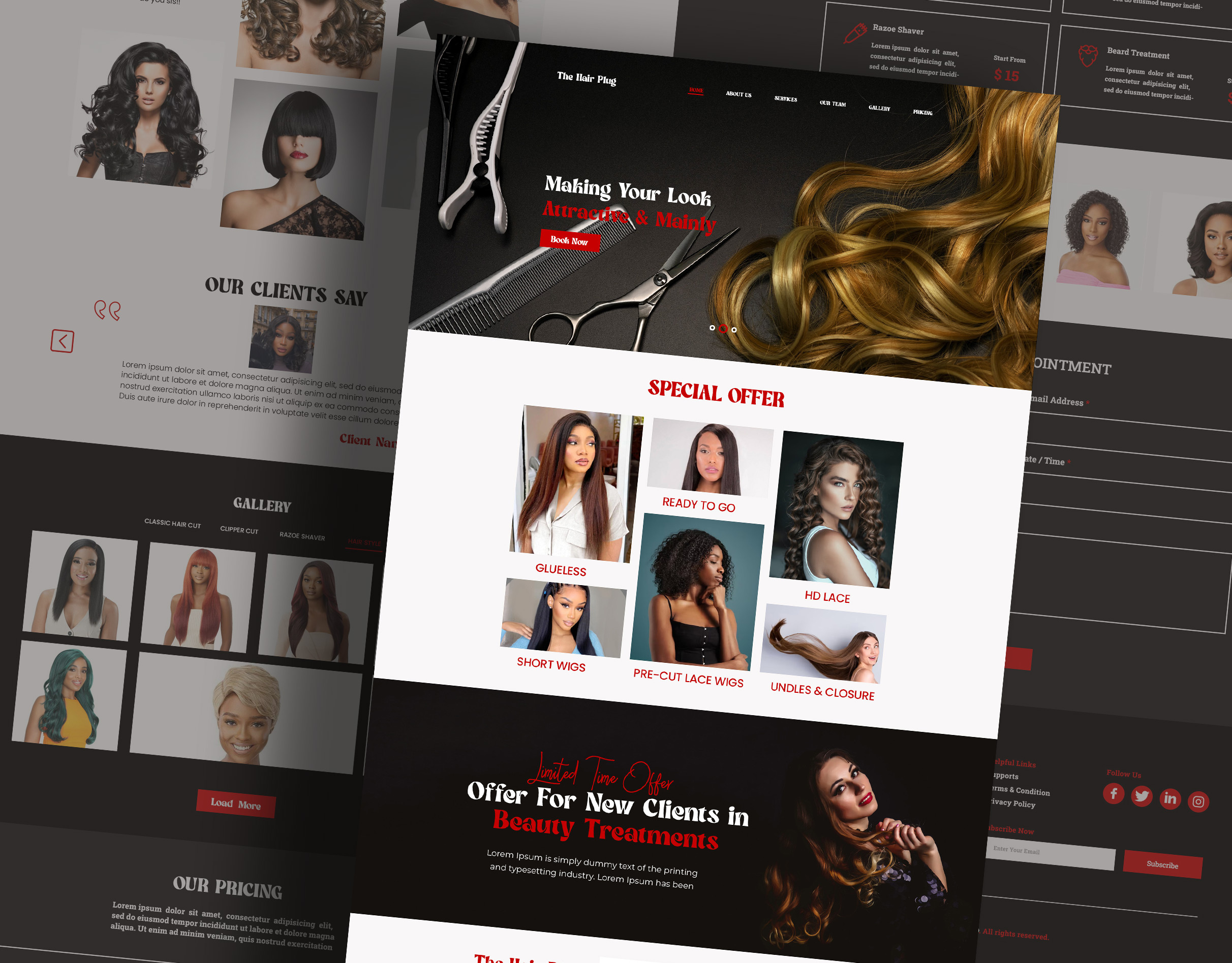 Fiverr Work | Hair Website Landing Page UI Design banner design branding design e post eller epost efaysal facebook post design food banner graphic design graphicdesign hair landing page hair website illustration instagram post logo social media social media design typography ui ux web banner