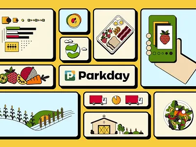 Parkday | Lunch Delivery: Motion animation branding food foodie fruits health illustration motion graphics vegetables yellow