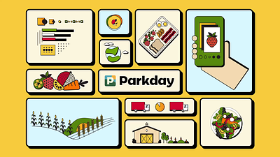 Parkday | Lunch Delivery: Motion animation branding food foodie fruits health illustration motion graphics vegetables yellow