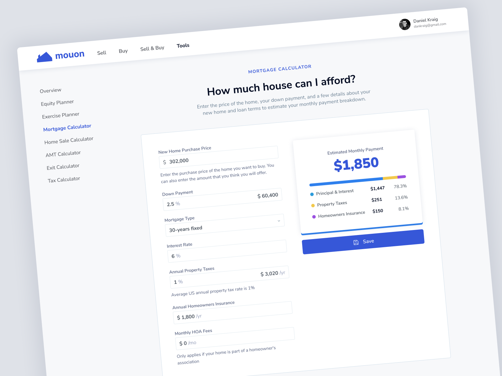 Mouon Real Estate Website - Mortgage Calculator calculator dashboard excercise planner home sale calculator landingpage mortgage mortgage calculator mortgage dashboard mortgage website property property calculator property selling calculator real estate calculator real estate dashboard real estate planner real estate saas real estate website saas tax calculator website