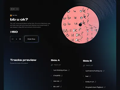 Vinyl E-Commerce desktop disc label druk wide e commerce favorit landing music preview san holo tracks vinyl website