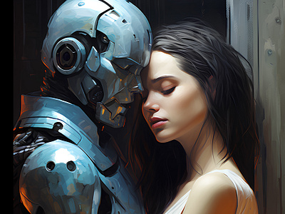 An electrifying connection, where tech meets the heart ⚡❤️ ai art couple design graphic design illustration love midjourney robot