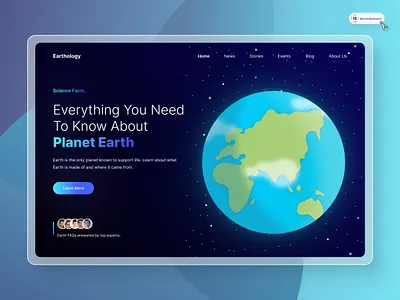 Earth Website Header 3d animation art branding digitaldesign flatdesign graphic design header hero section illustration innovationsync landing page logo mobile motion graphics nft planet typography ui webdesign