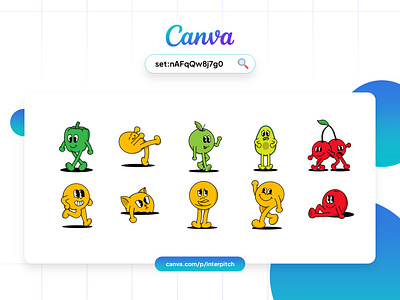 Canva Set - Retro Character branding canva canva illustration graphic design illustration logo template templates