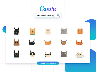 Canva Set - Cat Head branding canva canva illustration cat design elegant graphic design illustration template