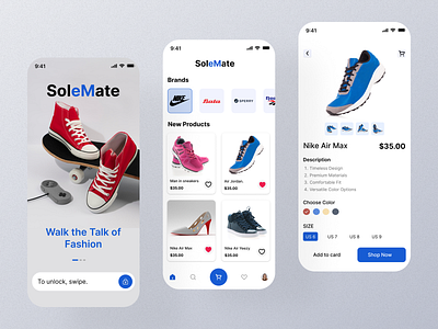 Shoes App UI adidass app branding clean design ecommerce marketplace minimal mobile mobile app nike shoes app shoping app trending ui ux