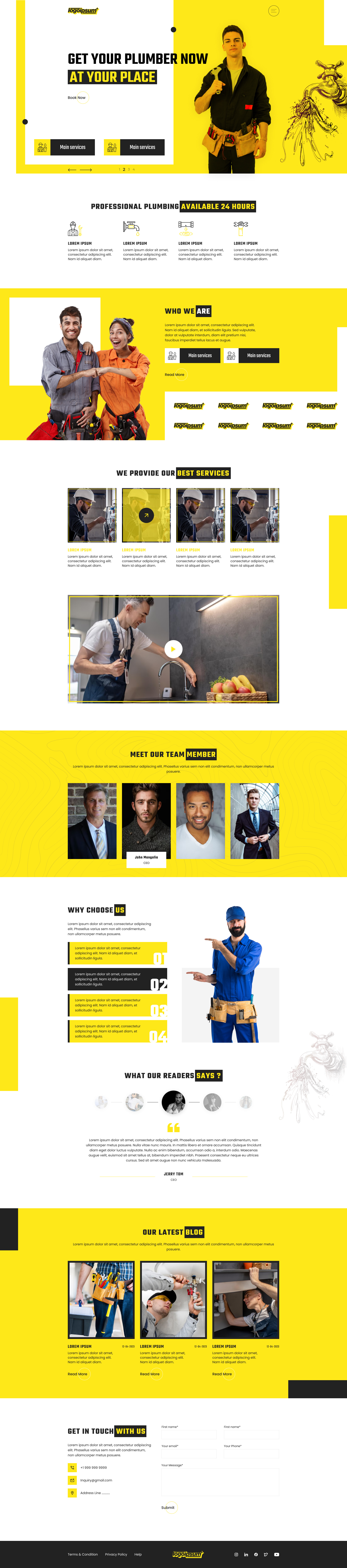 Plumbing Website Design, Home Page Template Plumbing Service design graphic design homepagedesign plumbing home page design plumbing service web design plumbing website ui design web design website development