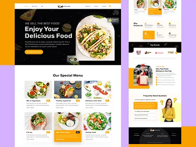 Food Service Website Design 3d branding design food food delivery food delivery service food order graphic design homepage landingpage logo mobile app ui ui ux website