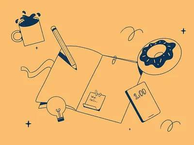 peachtober day 9: Blue coffee desk drawing idea illustration inktober peachtober procreate sketch texture web web design