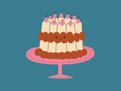 Concerned Cake cake cute dessert food food illustration illustration