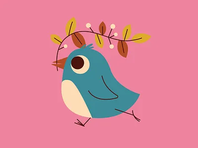 Late bird bird bird illustration blue bird branch cute cute animal cute bird illustration vector