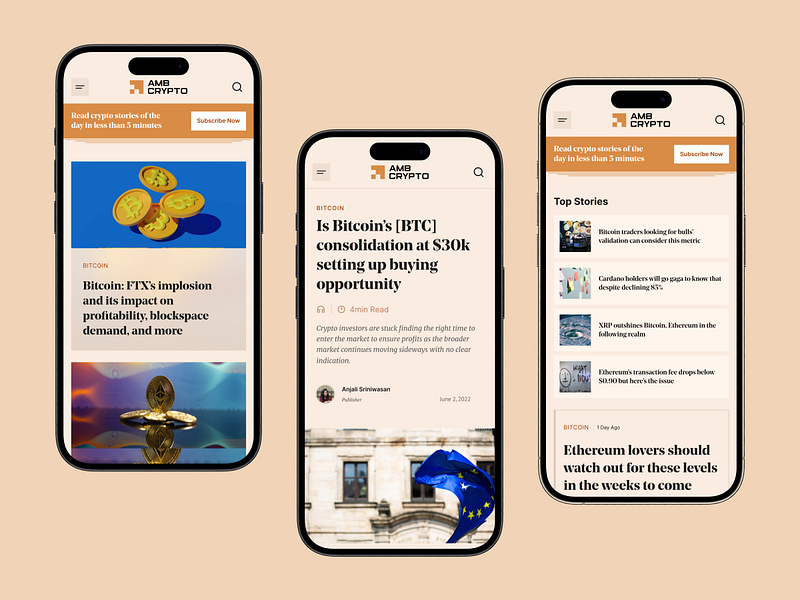 AMBCrypto Mobile UI/UX article bitcoin blog branding crypto typography ui ux