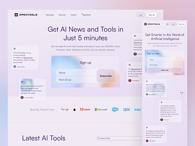 Open Tools Email Newsletter ai design email landing page ui ux
