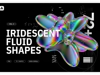 Iridescent fluid 3D shapes pack