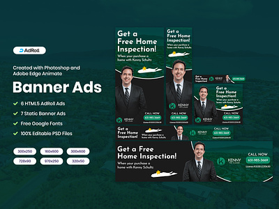 HTML5 AdRoll Ads for Kenny the Closer banner ads campaign design digital marketing google ads html5 banners marketing marketing campaign